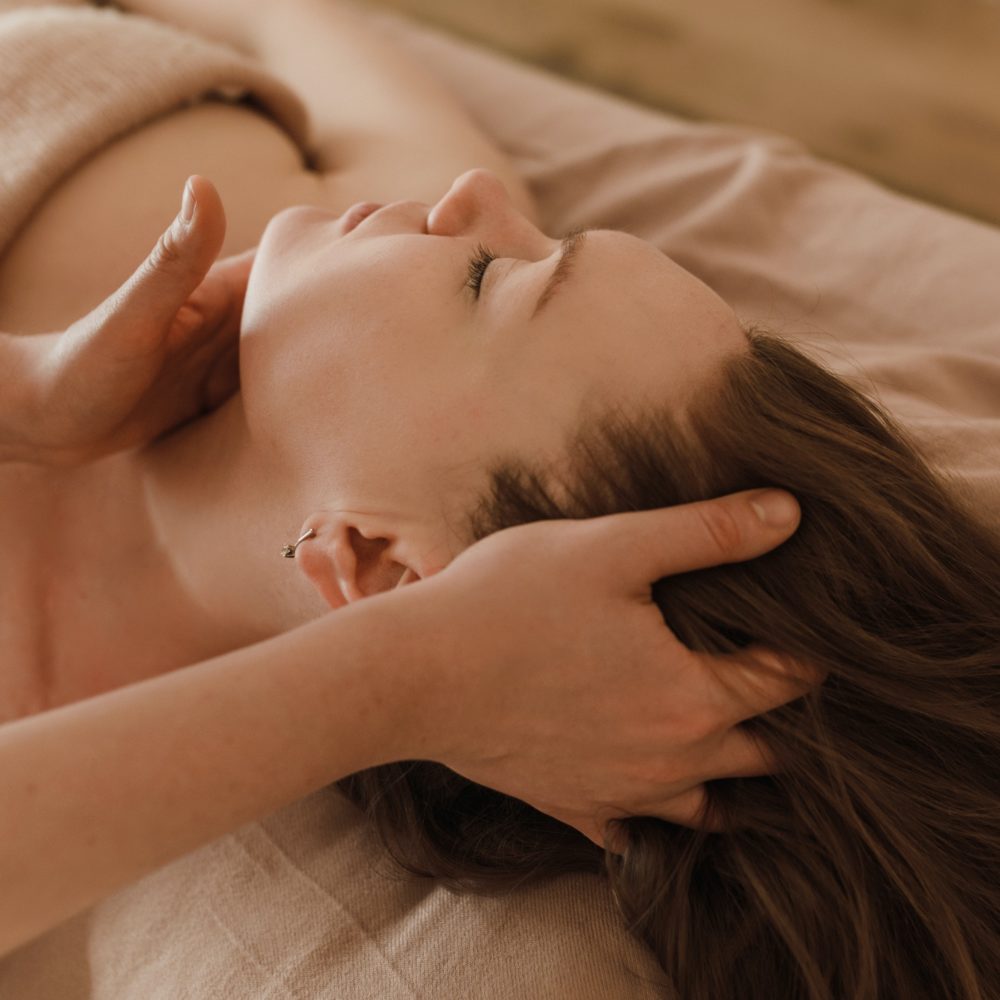 Photo of woman getting an oncology massage.